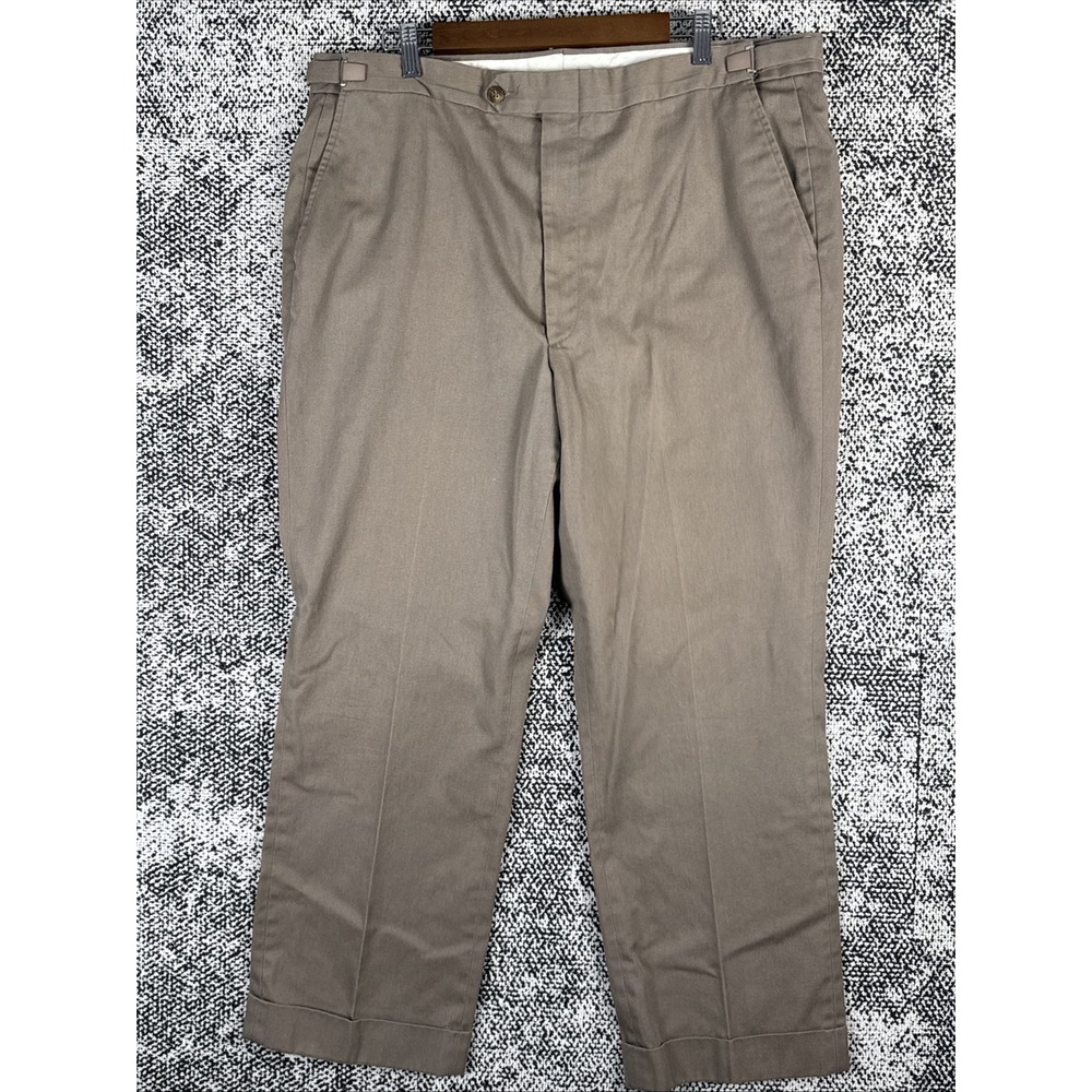 LL Bean Chino Pants Mens 40 (Actual 39 X 28.5) Adjustable Waist Straight Leg Tan